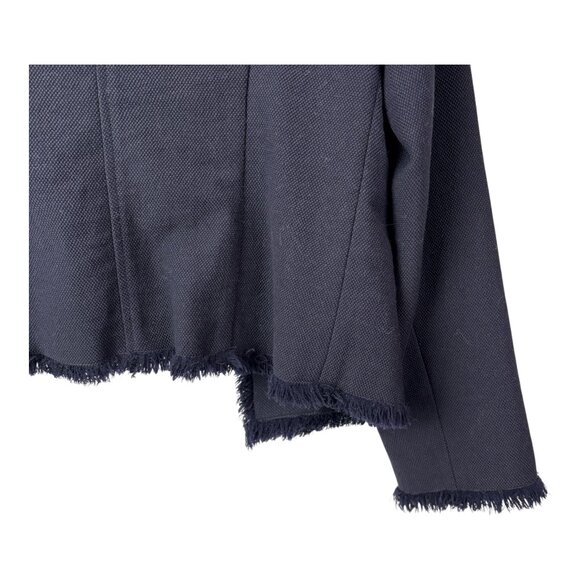 Ann Mashburn Wool Blazer Jacket Womens Medium Navy Blue Fringe - Picture 12 of 13